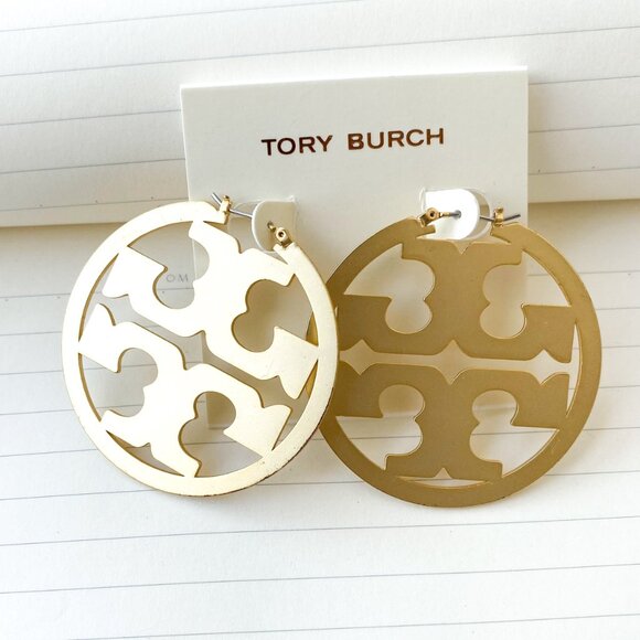Tory Burch Gold Miller hoop earrings - Picture 2 of 3